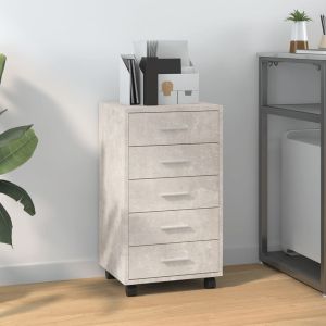 Cajonera con ruedas madera contrachapada gris hormigón efe3827