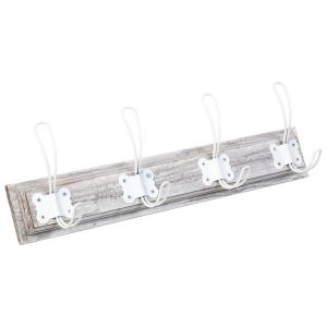 Percha de pared de madera con 4 ganchos 49x2.3x8.2h cm
