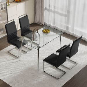 Conjunto de sillas de comedor pu lino negro set de 4