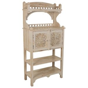 Aparador de madera artesanal blanco 75x35x150