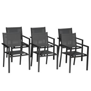 Juego de 6 sillas de aluminio antracita textileno gris