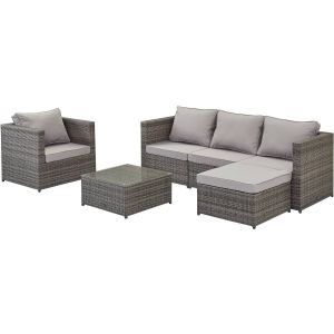 Salón de jardín en resina trenzada  "monaco" – florida - gris
