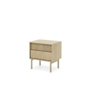 Mesita de noche - 3xe living - roble cremona - 2 cajones - pulsar para abri