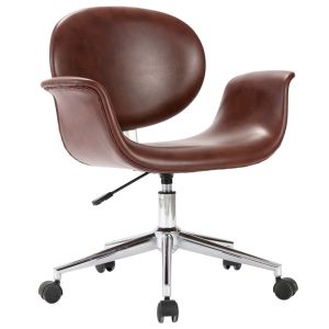 vidaXL silla de oficina giratoria de cuero sintético marrón