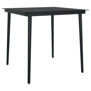 vidaXL mesa de comedor de jardín acero y vidrio negra 80x80x74 cm