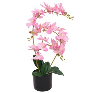 vidaXL planta artificial orquídea con macetero 65 cm rosa