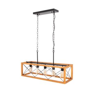 Lámpara coLGante madera y metal 5 luces vintage "pandora" E27
