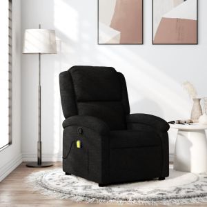 Sillón reclinable de masaje de tela negro qweo3593