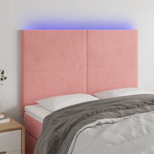 Cabecero con luces LED terciopelo rosa 144x5x118/128 cm eso5827
