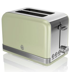 Retro tostadora pan ranura ancha 2 rebanadas, swan st19010gneu verde 800w