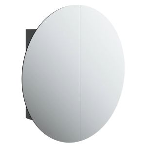vidaXL armario de baño con espejo redondo y LED negro 54x54x17,5 cm