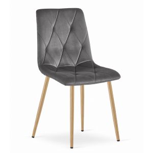 Silla valora tyra, terciopelo gris oscuro, patas de madera