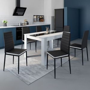 Sillas acolchadas de PVC negras, lote de 6 - 39x48x92 cm