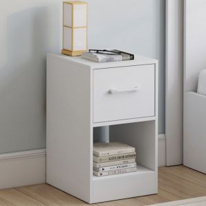 Mesitas de noche blancas con cajón - lote de 2 - 30 cm