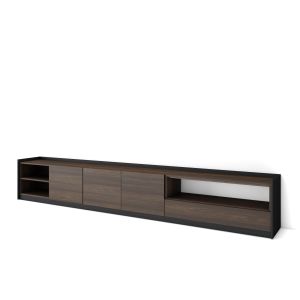 Mueble tv, 310x50x37cm, roble oscuro y negro rf4344