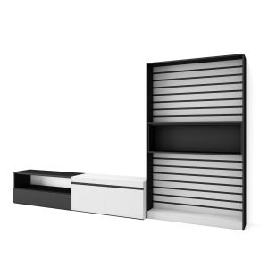Muebles de salón para tv, 310x35x186cm, blanco y negro rf2850