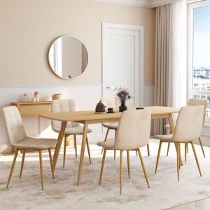 Sillas comedor terciopelo beige mila lote 6 46x55x88 cm