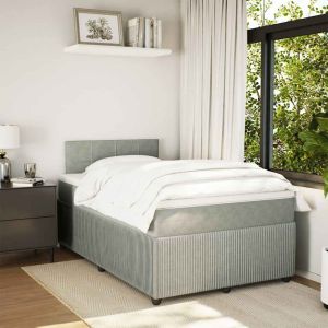 vidaXL cama box spring con colchón terciopelo gris claro 120x190 cm