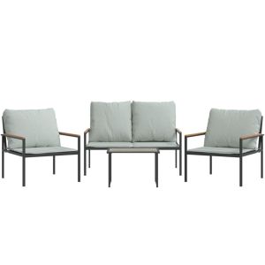 vidaXL juego muebles de jardín 4 pzas y cojines acero gris antracita