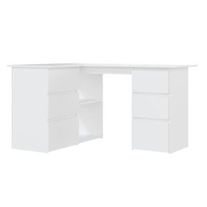 vidaXL escritorio de esquina madera contrachapada blanco 145x100x76 cm