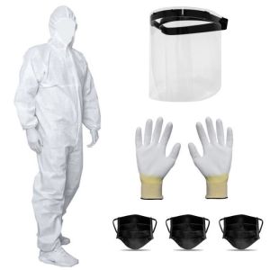 Kit de protección completo mono xl par de guantes talla 11 mascarilla y vis