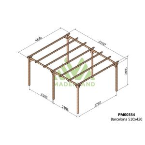 Pérgola de madera maciza - barcelona 510x420cm (maderland)