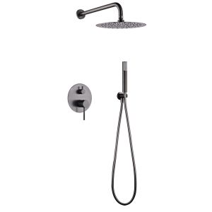 Conjunto de ducha monomando empotrado black gun metal serie monza