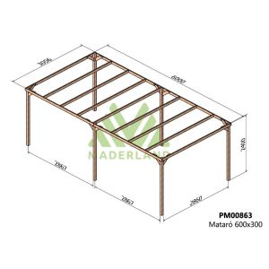 Pérgola de madera maciza - mataró 600x300cm (maderland)
