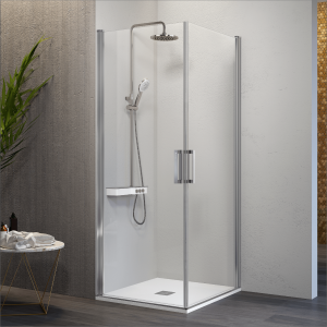Mampara esquina 2 puertas abatibles 70  cm y 55 cm nardi