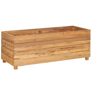 vidaXL arriate elevado madera de teca reciclada y acero 100x40x38 cm