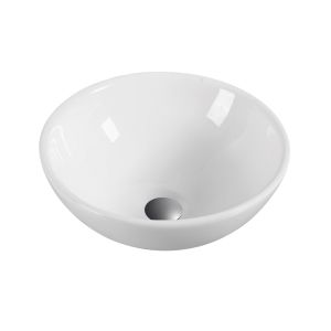 Lavabo sobre encimera cerámico ovalado | 40cm de diámetro | blanco brillo