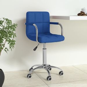 vidaXL silla de oficina giratoria de tela azul