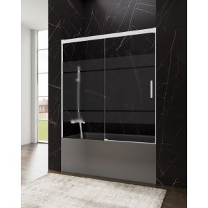 Mampara de bañera frontal + corredera basic 165-170cm serigrafiado blanco