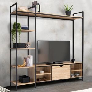 Mueble de tv industrial de metal y madera - 170 cm
