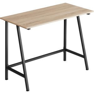 Escritorio estilo industrial marco de acero 100x50x77 cm madera clara