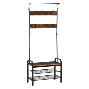 Perchero metálico 72x34x185cm metal, tablero de mdf multicolor Homcom