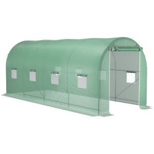 Invernadero de túnel 500x200x205 cm pe, metal color verde Outsunny