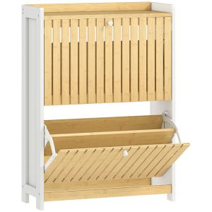 Zapatero estrecho 60x24x82.5 cm mdf, bambú bicolor Homcom