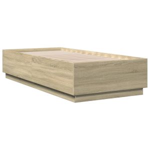 vidaXL estructura de cama con luces LED madera roble sonoma 90x200 cm