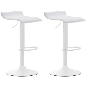 Taburetes de bar ajustables 2 uds - blanco - símil piel