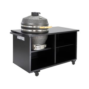 Barbacoa kamado de carbón, ahumador con mesa auxiliar y funda, yaku, negro,