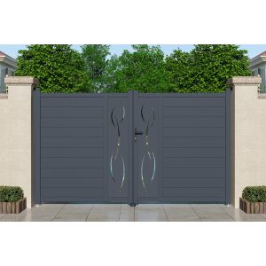 Puerta batiente 3m life alt.180cm de aluminio gris + puerta + 4 postes elda