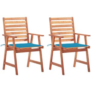 vidaXL sillas comedor de jardín y cojines 2 uds madera maciza acacia