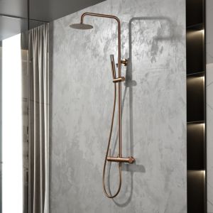 Imex - columna ducha termostática con grifo oro rosa serie line