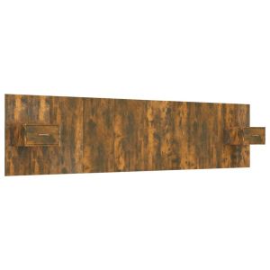 vidaXL cabecero de cama y mesitas madera contrachapada roble ahumado