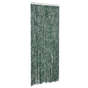vidaXL cortina antimoscas chenilla verde y blanco 100x230 cm