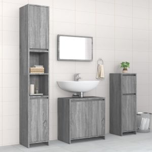 Set de muebles de baño 4 pzas madera contrachapada gris sonoma