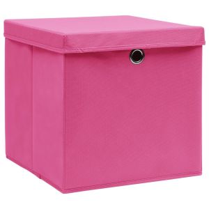 vidaXL cajas de almacenaje con tapas 4 uds rosa 28x28x28 cm