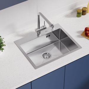 Fregadero de cocina - inox - 55x45x18,5cm - 1 cubeta - dispensador de jabón