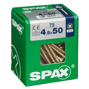 Caja 75 unid. Tornillo madera cabeza plana yellox 4,5x50mm